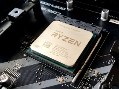 AMD Ryzen 7 implanted on motherboard