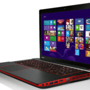 Black and Red Toshiba Gaming Laptop