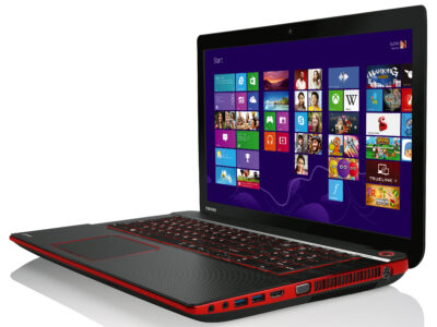 Black and Red Toshiba Gaming Laptop