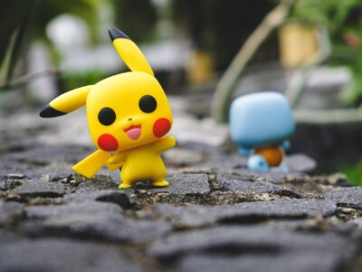 A pikachu pokemon on a stroll