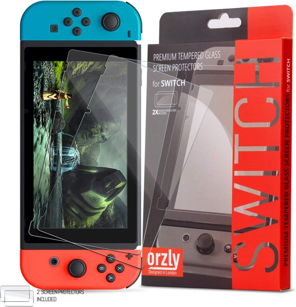 Orzly Tempered Glass Screen Protectors Compatible with Nintendo Switch OLED